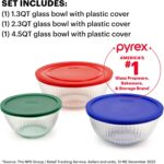 Pyrex Sculpted (3-Pack) Glass Mixing Bowls Set With Plastic Lids For Prepping, Baking and Cooking, Preheated Oven, Dishwasher, Freezer, and Microwave Safe - Image 2