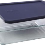 Pyrex Simply Store 6-Cup Blue Rectangular Glass Dish - Made in USA | Tempered Glass Construction | BPA-Free Plastic Cover | Microwave Freezer Safe | Top-Rack Dishwasher Safe