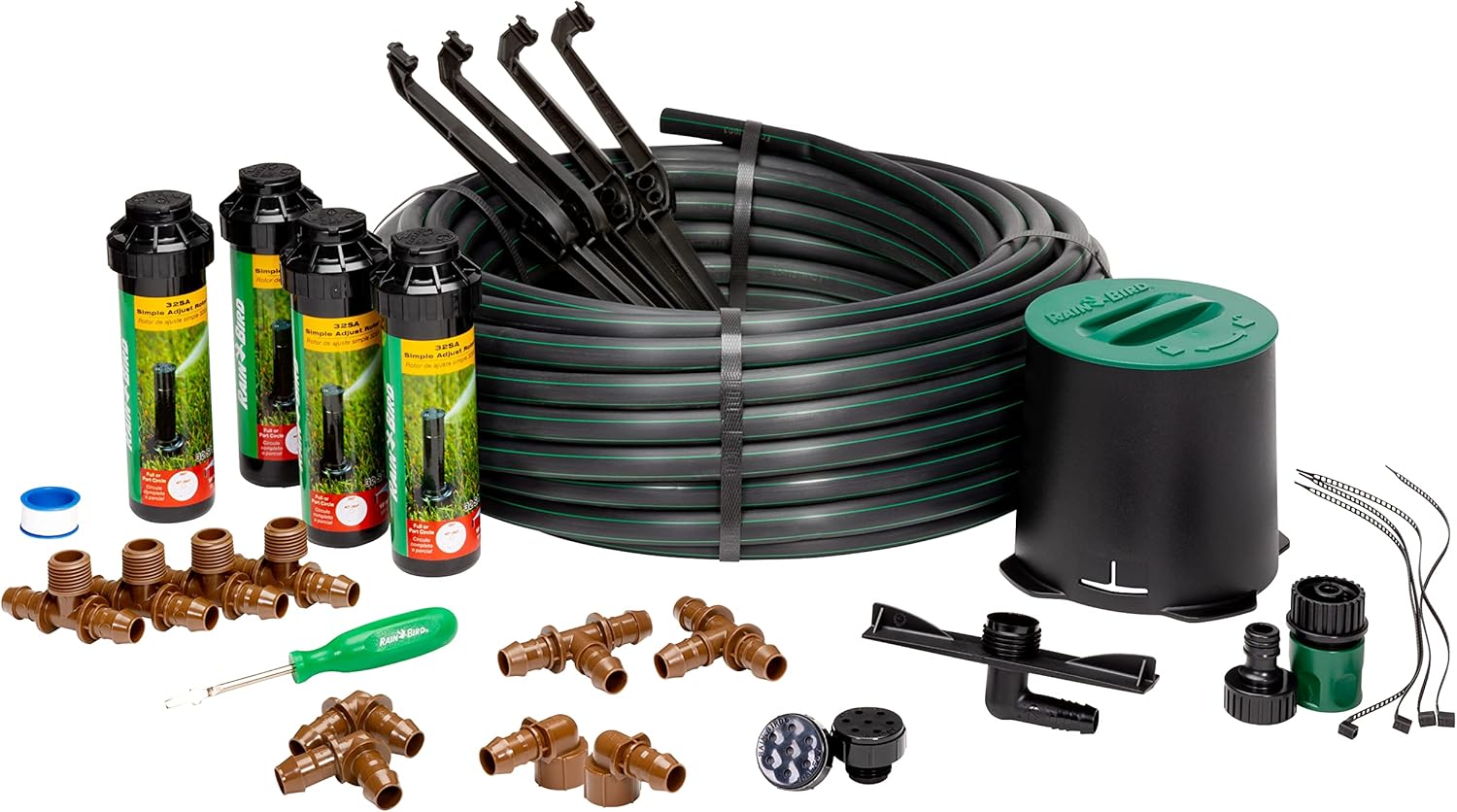 Rain-Bird-32HE-In-Ground-Pro-Rotor-Pop-up-Sprinkler-System-Kit.jpg Rain Bird 32HE In-Ground Pro Rotor Pop-up Sprinkler System Kit with Click-N-Go Garden Hose Connection - Image 1
