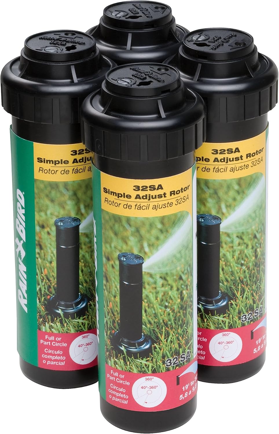 Rain-Bird-32SA4PKS-Simple-Adjust-32SA-Gear-Drive-Rotor-Adjustable.jpg Rain Bird 32SA/4PKS Simple Adjust 32SA Gear Drive Rotor, Adjustable 40° - 360° Pattern, 19' - 32' Spray Distance, 4-Pack - Image 1