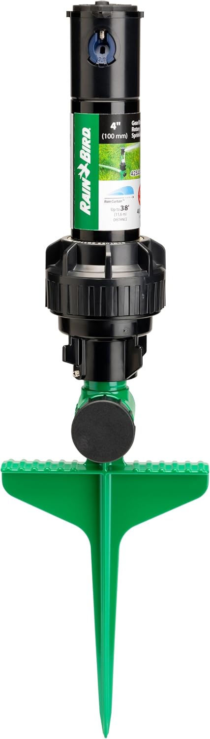 Rain-Bird-42SASPG-42SA-Gear-Drive-Rotor-Lawn-and-Garden.jpg Rain Bird 42SASPG 42SA Gear Drive Rotor Lawn and Garden Sprinkler on Heavy Duty Green Spike, Adjustable 40° - 360° Pattern, 26' - 38' Spray Distance - Image 1