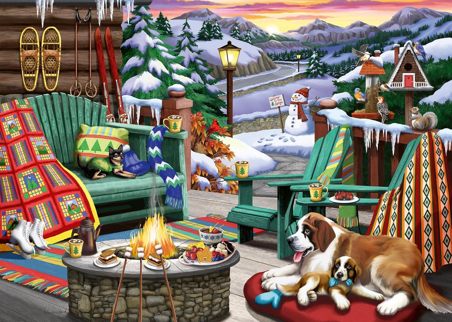 Ravensburger-Apres-All-Day-500-Piece-Large-Format.jpg Ravensburger - Après All Day - 500 Piece Large Format Jigsaw Puzzle - Beautiful Depiction of The Ideal Front Porch in Winter - Frameable - Premium Quality - Puzzles for Adults - Image 1