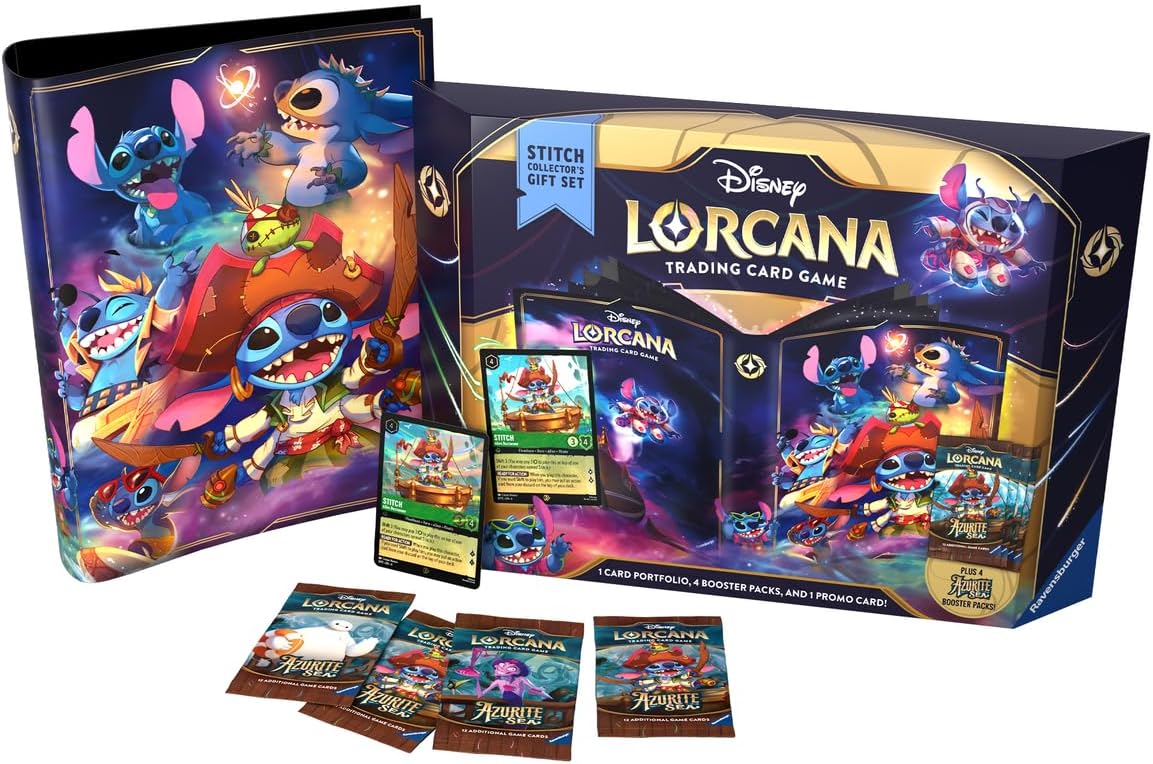 Ravensburger-Disney-Lorcana-TCG-Azurite-Sea-Stitch-Collectors-Gift-Set.jpg Ravensburger Disney Lorcana TCG: Azurite Sea Stitch Collector's Gift Set | Deluxe Collectible Set with Over 200 Art Pieces | Ultimate Game Experience for Ages 8+ - Image 1
