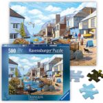 Ravensburger - Tranquil Harbour - 500 Piece Jigsaw Puzzle - Stunning, Vivid Imagery of a Summer Coastal Harbor - Inspiring Scene - Ideal Gift - Frameable Art - Screen-Free Fun - Puzzles for Adults