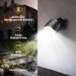 Rechargeable Battery Operated Motion Sensor Light, 4000mAh Battery Powered Spotlight 600 Lumen Outdoor IP65 Waterproof for Porch, Yard, Wall, Garden - Image 2