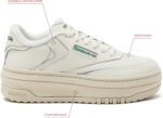 Reebok Club C Extra Platform Sneakers for Women - White Casual Tennis Women's Fashion Sneakers - Womens Shoes Size 5 to 11 - Image 2