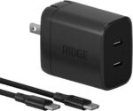 Ridge 45W Wall Charger Set, Dual USB-C Ports, Laptop-Grade Power with Complete Cable Kit Included - Matte Black