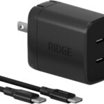 Ridge 45W Wall Charger Set, Dual USB-C Ports, Laptop-Grade Power with Complete Cable Kit Included - Matte Black