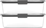 Rubbermaid Brilliance BPA-Free Food Storage Containers with Lids, Airtight Clear Set of 2 (9.6 Cup), Ideal for Lunch, Meal Prep, and Leftovers - Image 2