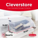 Rubbermaid Cleverstore 71 Qt Clear Storage Bins with Lids, 4-Pack, Stackable, BPA-Free, Made in USA - Image 2