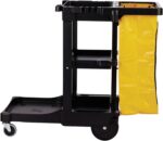 Rubbermaid Commercial Traditional Janitorial 3-Shelf Cleaning Cart, Wheeled with Zippered Yellow Vinyl Bag, for Business/School/Office/Janatorial Cleaning - Image 2