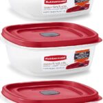 Rubbermaid Easy Find Lid Square 5-Cup Food Storage Container (Pack of 3), Red (Vented)
