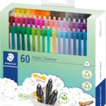 STAEDTLER 334 C60 Triplus Fineliner Superfine Pen, 0.3mm Line Width - Assorted Colours (Pack of 60)