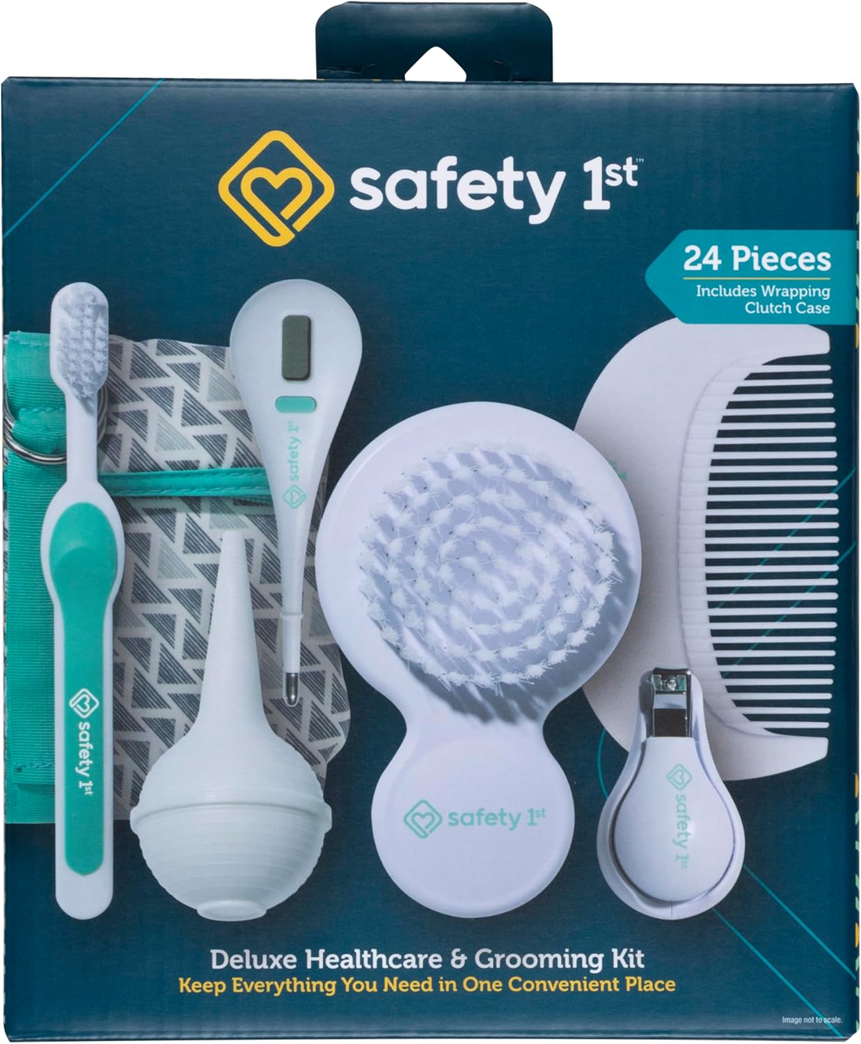 Safety-1st-Deluxe-Baby-Healthcare-and-Grooming-Kit-Pyramids-Aqua.jpg Safety 1st Deluxe Baby Healthcare and Grooming Kit, Pyramids Aqua, Newborn Baby Essentials, One Size, 24 Pieces - Image 1