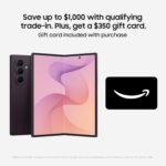 Samsung Galaxy Z Fold8 Ultra Phone + $350 Gift Card, 256GB, Violet Shadow | 2026 AI Android Smartphone with 200MP Camera, Snapdragon Elite 8 Gen 5 & Super Fast Charging 2.0, US 1 Yr Warranty