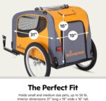 Schwinn 13-SC315 Rascal Bike Pet Trailer, For Small and Large Dogs, Lightweight, Tow with Bicycle, Up to 50 lbs. Small, Orange/Grey - Image 2