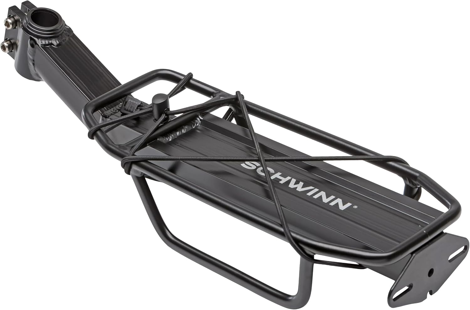 Schwinn-Deluxe-Alloy-Rear-Bike-Rack-20-lbs-Capacity-Lightweight.jpg Schwinn Deluxe Alloy Rear Bike Rack, 20 lbs Capacity, Lightweight, Compact and Durable Construction, Fits Most Adult Bicycles, Cargo Options for Backpack, Gear & More, Bicycle Rack for Back of Bike - Image 1