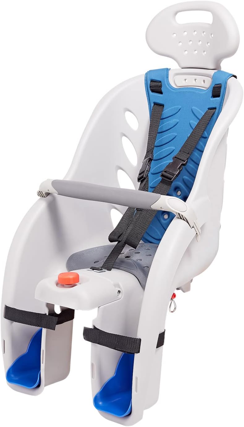 Schwinn-Deluxe-Child-Bike-Carrier-Seats-one-Kid-Ages-1.jpg Schwinn Deluxe Child Bike Carrier, Seats one Kid Ages 1+, Frame Mount, Adjustable Safety Harness, Quick Release Design, Comfortable Padding, Rear-Mounted Child Bike Seat for Toddler - Image 1