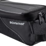 Schwinn Top Tube Phone Bag for Bicycles, Black, Touch-Screen Compatible Smartphone Pocket, Easy Installation, Weatherproof Zip Pocket, Storage for Phone, Wallet, Keys and More, Bike Frame Mount Bag
