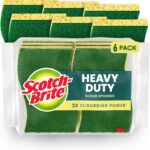 Scotch-Brite Heavy Duty Scrub Sponge, 6 Kitchen Sponges Designed for Tough Messes in the Kitchen that Last 3X Longer*, Best for Cast Iron Skillets and Outdoor Grills, Flexible, Durable, and Strong | Designed for Tough Messes, Last 3X Longer, Best for Cast Iron Skillets and Outdoor Grills, Flexible, Durable, and Strong