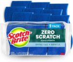 Scotch-Brite Zero Scratch Scrub Sponge, 9 Kitchen Sponges for Cleaning Around the Home, Bathroom & More, Effective + Gentle Dish Scrubber, Best for Nonstick Pots and Pans, Safe on Most Surfaces