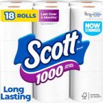 Scott 1000 Toilet Paper, 18 Rolls, Septic-Safe, 1-Ply Toilet Tissue