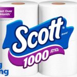 Scott 1000 Toilet Paper, 8 Rolls, Septic-Safe, 1-Ply Toilet Tissue
