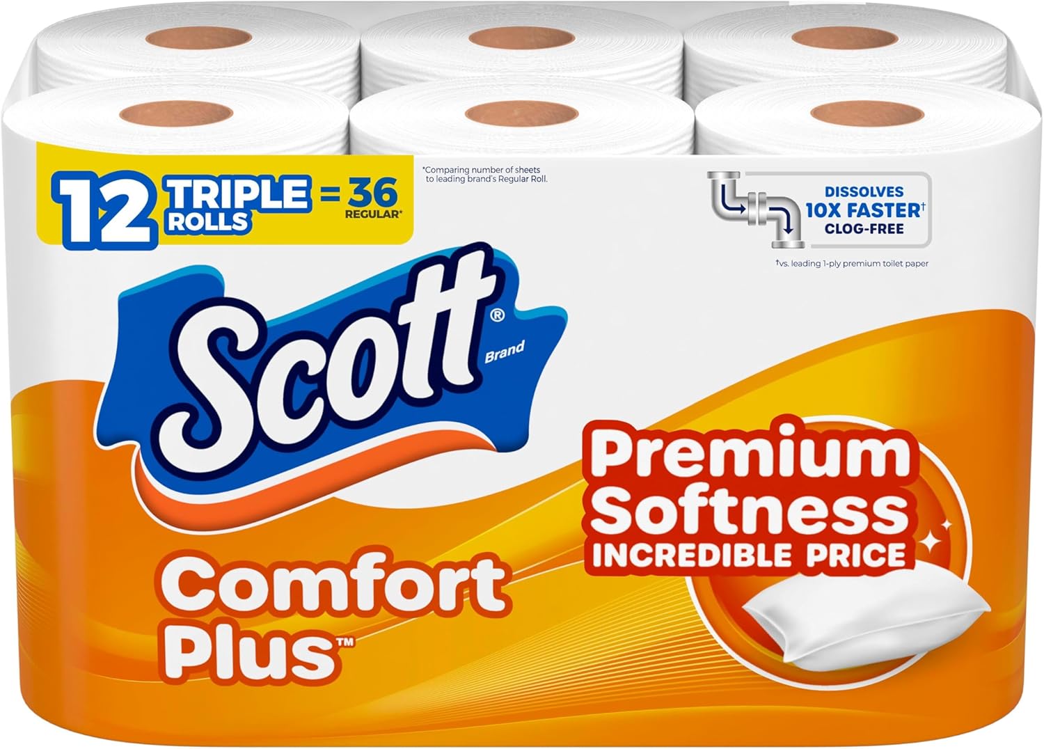 Scott-ComfortPlus-Toilet-Paper-12-Triple-Rolls-231-Sheets-per.jpg Scott ComfortPlus Toilet Paper, 12 Triple Rolls, 231 Sheets per Roll, Septic-Safe, 1-Ply Toilet Tissue - Image 1