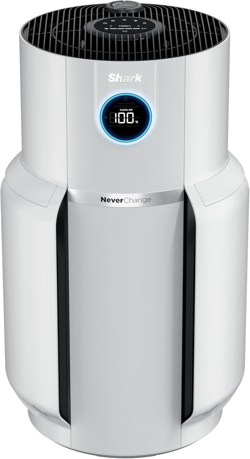 Shark-Air-Purifier-for-Home-with-NeverChange5-Year-HEPA-Air-Filter.jpg Shark Air Purifier for Home with NeverChange(5-Year) HEPA Air Filter, 1400 sq. ft. for Powerful Multi-Room Purification, Filters Smoke, Captures 99.98% of Particles & Dust, HP302, White - Image 1