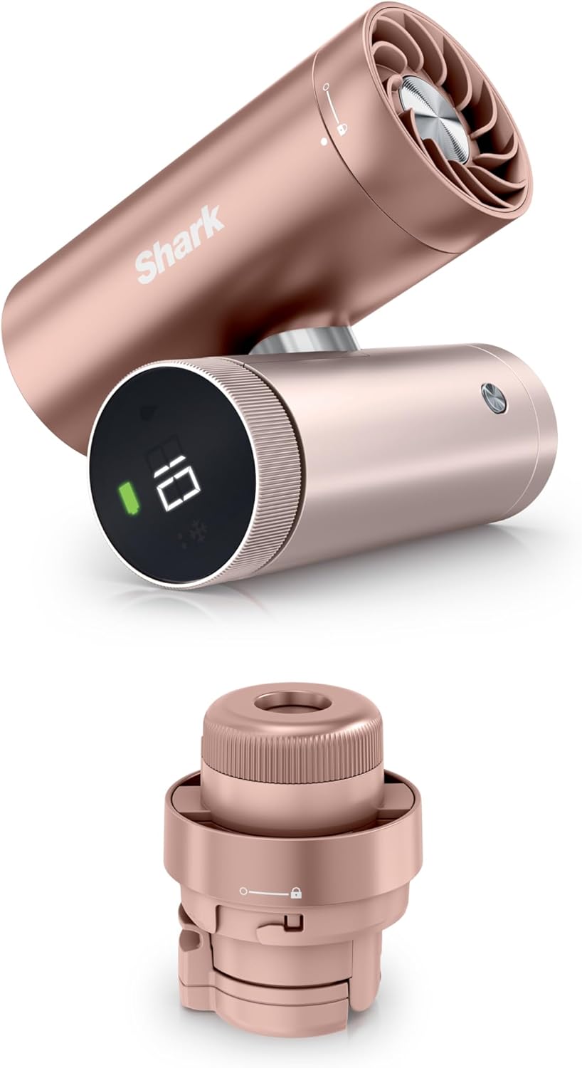 Shark-ChillPill-The-2-in-1-Personal-Cooling-System-with-Fan-Dry-Touch.jpg Shark ChillPill: The 2-in-1 Personal Cooling System with Fan, Dry-Touch Mist – Portable, Handheld, Rose Gold (FA023) - Image 1