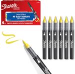 Sharpie Creative Marker Acrylic Paint Pens | Brush Tip Water-Based Paint Markers | Yellow | No-Bleed Ink Writes on Most Surfaces | School & Revision Supplies | 6 Count