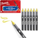 Sharpie Creative Marker Acrylic Paint Pens | Brush Tip Water-Based Paint Markers | Yellow | No-Bleed Ink Writes on Most Surfaces | School & Revision Supplies | 6 Count