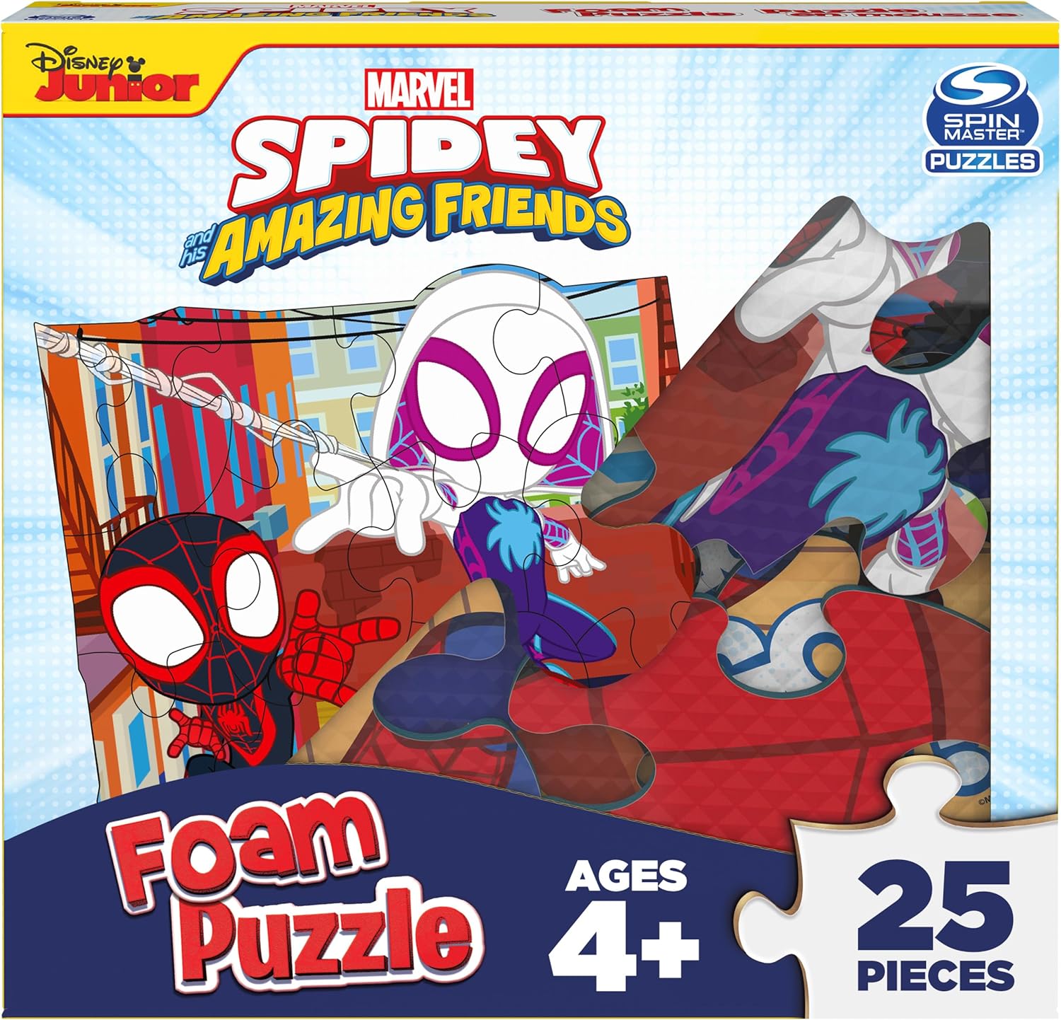 Spin-Master-Games-Spidey-His-Amazing-Friends-Foam-Floor.jpg Spin Master Games Spidey & His Amazing Friends Foam Floor Puzzle Kids Game | Features Spidey & Gwen Artwork, Easy-to-Hold Squishy Foam Puzzle, 25 Pieces, Promotes Tactile Learning, 1+ Players, Ages 4+ - Image 1