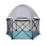 Summer Infant Pop ‘N Play Deluxe Ultimate Playard, Aqua Splash - Full Coverage Indoor/Outdoor Portable Play Pen with Fast, Easy and Compact Fold