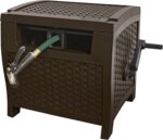 Suncast 175 ft. Wicker Style Resin Hose Hideaway with Hose Guide, Java, Made in the USA