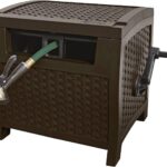 Suncast 175 ft. Wicker Style Resin Hose Hideaway with Hose Guide, Java, Made in the USA