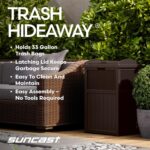 Suncast 33 Gallon Commercial Outdoor Trashcan Hideaway with Lid for 30 to 33 Gallon Trash Bags for Garage, Backyard, or Garden, Brown - Image 2