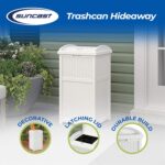 Suncast Hideaway Outdoor Trash Can with Lid - 30 Gallon Trash Can, White, Decorative Wicker-Style Garbage Bin, Weather-Resistant Resin, Fits 30-33 Gallon Bags, Ideal for Patio & Yard, Made in USA - Image 2