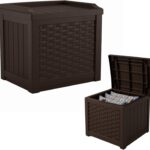 Suncast Outdoor Deck Box - 22 Gallon Java Resin Outdoor Storage Box, Weatherproof Patio Storage Bin Container for Seating & Organizing Cushions, Tools & Towels for Pool, Yard, & Garden