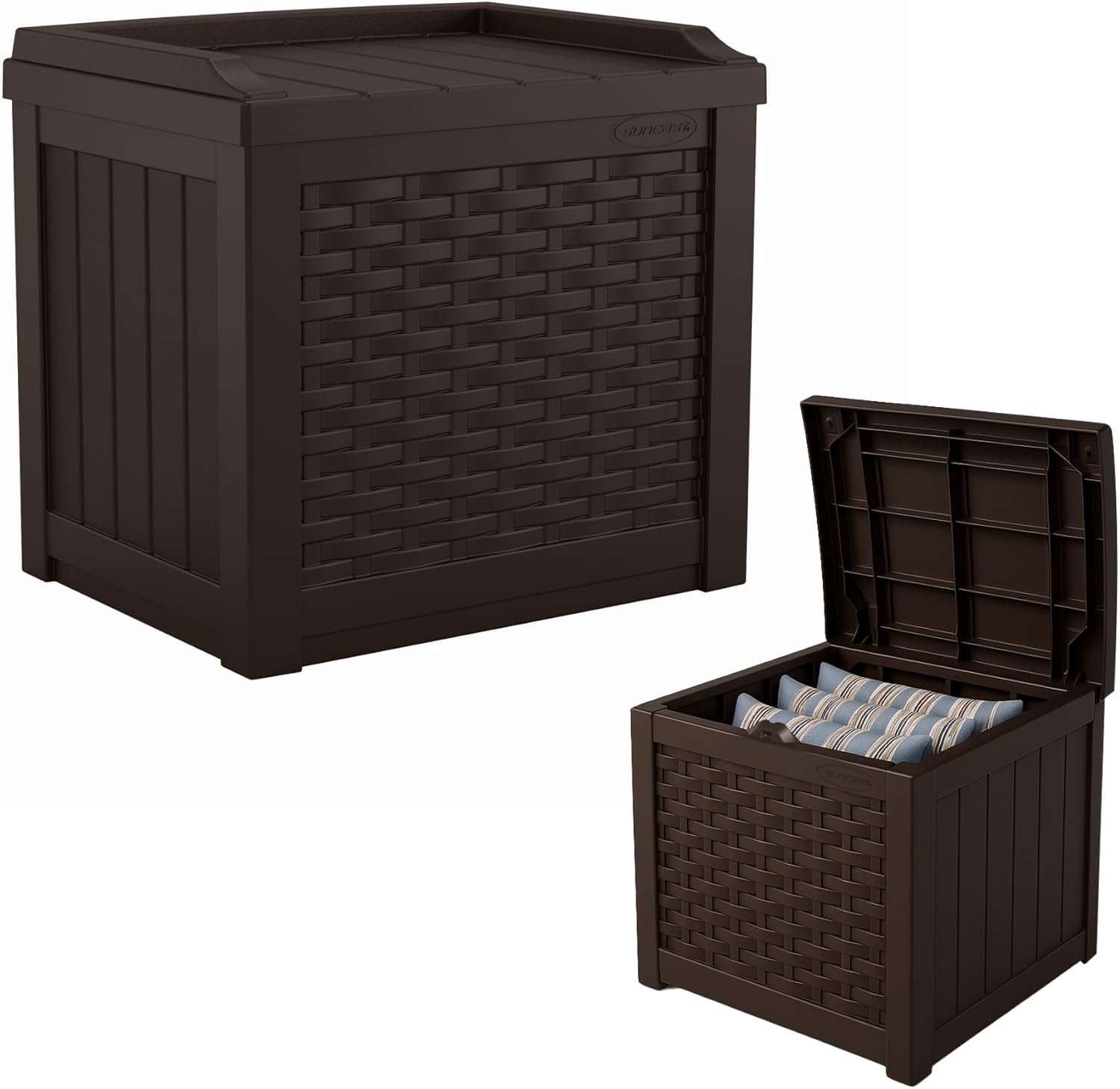 Suncast-Outdoor-Deck-Box-22-Gallon-Java-Resin-Outdoor.jpg Suncast Outdoor Deck Box - 22 Gallon Java Resin Outdoor Storage Box, Weatherproof Patio Storage Bin Container for Seating & Organizing Cushions, Tools & Towels for Pool, Yard, & Garden - Image 1