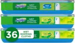 Sweep + Mop, Wet Pads Refill, Floor Cleaner for Dirt, Dust, Hair, Cleaning Cloths for Mopping Home, Bathroom, Kitchen, All Purpose Multi-Surface Floor Wipes, Fresh and Gain, 36ct