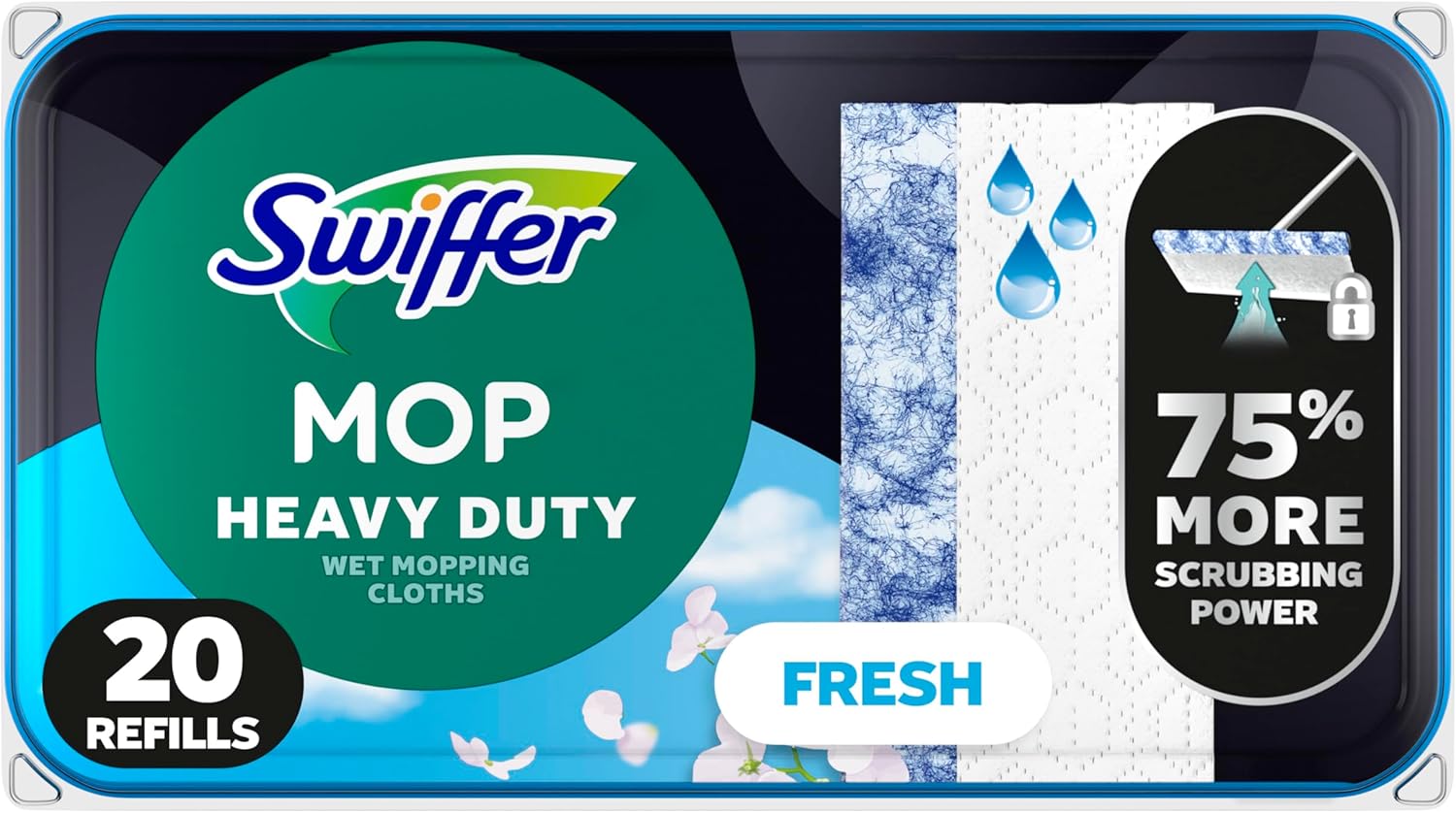 Swiffer-Heavy-Duty-Mop-Wet-Multi-Surface-Cloth-Refills-for-Floor.jpg Swiffer Heavy Duty Mop Wet Multi-Surface Cloth Refills for Floor Mopping and Cleaning, Outdoor Window Fresh Scent, 20 count - Image 1