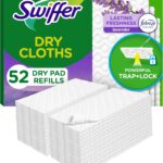 Swiffer Sweep + Mop, Dry Pads Refill, Floor Cleaner for Dirt, Dust, Hair, Cleaning Cloths for Mopping Home, Bathroom, Kitchen, Dust Mop, Floor Duster, Lavender, 52ct