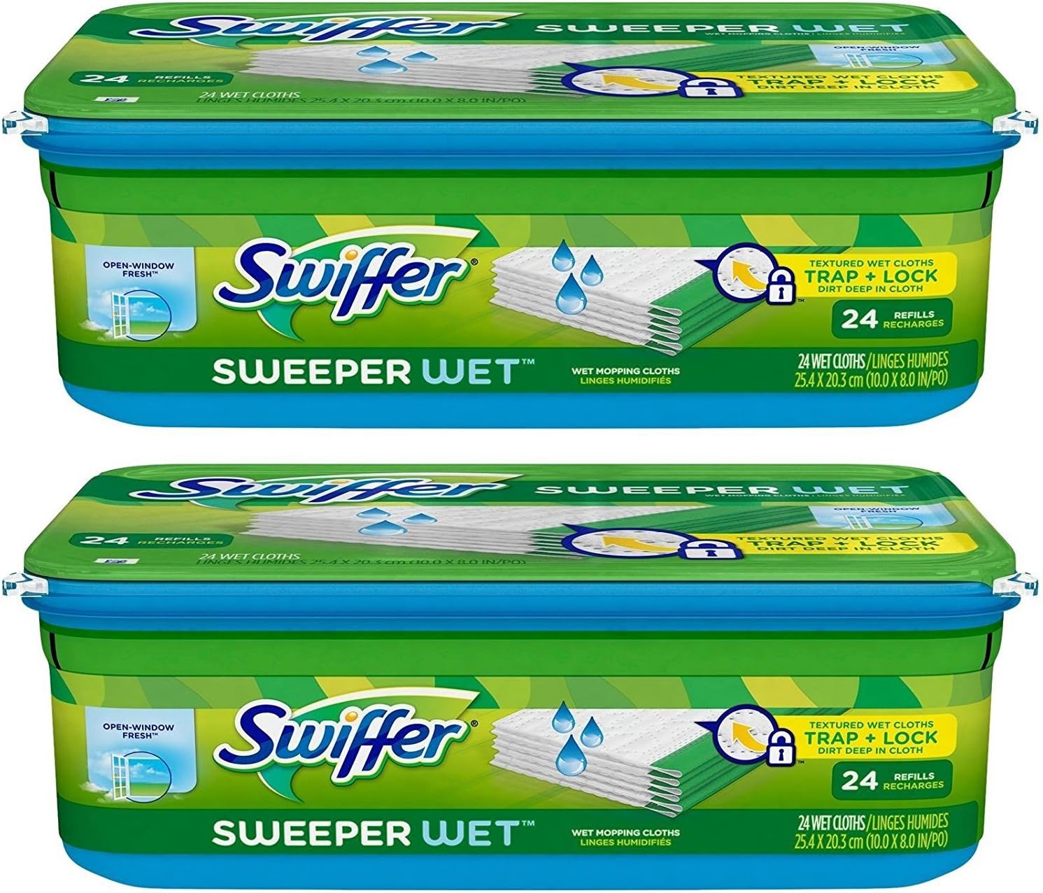 Swiffer-Sweeper-Wet-Mopping-Cloth-Refill-Open-Window-Fresh.jpg Swiffer Sweeper Wet Mopping Cloth Refill - Open Window Fresh - 24 wet cloths - 2 pk - Image 1