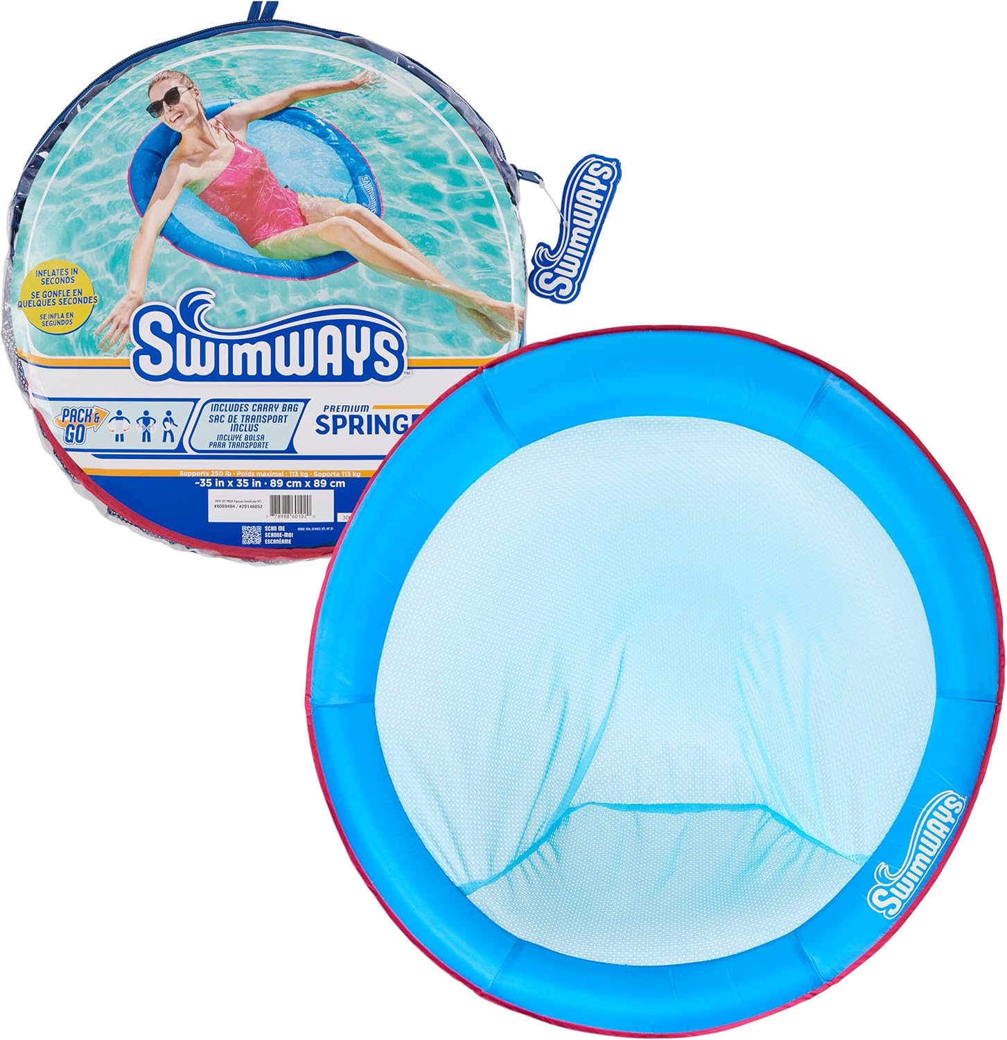 SwimWays-Spring-Float-Premium-Papasan-Pool-Lounger-Inflatable-Pool-Floats.jpg SwimWays Spring Float Premium Papasan Pool Lounger, Inflatable Pool Floats Adult with Fast Inflation for Ages 15 & Up - Image 1