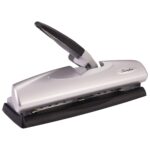 Swingline 3 Hole Punch, 20 Sheet Capacity Three Hole Puncher 3 Ring, Adjustable 2-7 Hole Paper Punch, LightTouch Low Effort, Black & Silver (74030)