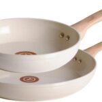 T-Fal Revive Nonstick Ceramic Frying Pan Set (2-Piece) 8" & 10" Skillet, Oven Safe to 350°F, Stay-Cool Handle, Kitchen Pots and Pans, Cream Granite