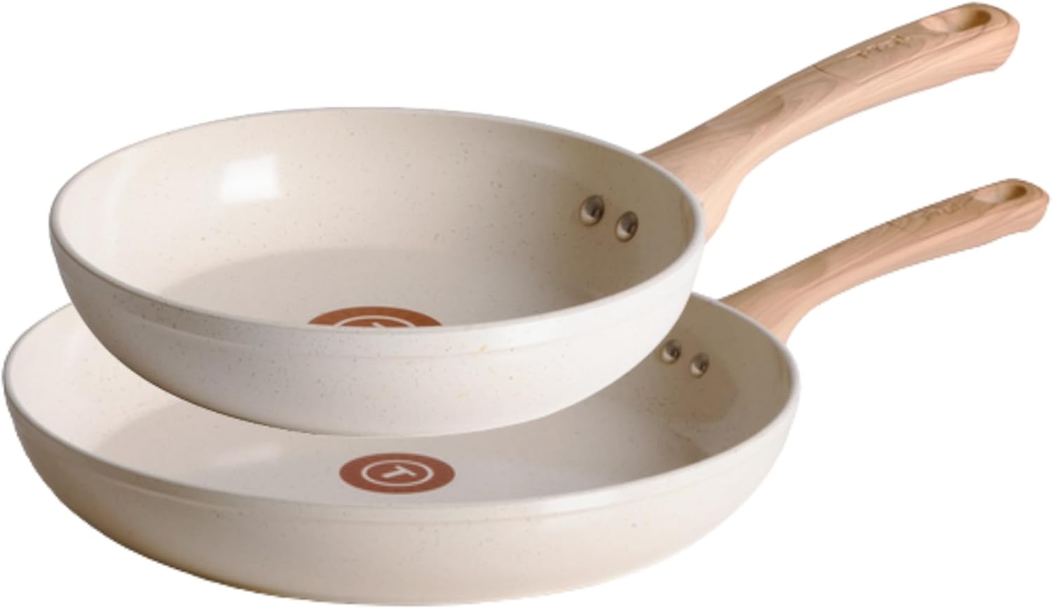 T-Fal-Revive-Nonstick-Ceramic-Frying-Pan-Set-2-Piece-8.jpg T-Fal Revive Nonstick Ceramic Frying Pan Set (2-Piece) 8" & 10" Skillet, Oven Safe to 350°F, Stay-Cool Handle, Kitchen Pots and Pans, Cream Granite - Image 1
