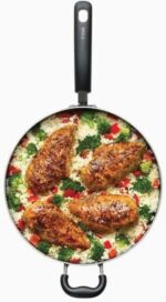 T-Fal Specialty Nonstick Saute Pan with Glass Lid 5 Quart, Oven Broiler Safe 350F, Cookware, Deep Frying Pan with Handle, Skillet, Kitchen, Pots and Pans, Dishwasher Safe, Black - Image 2