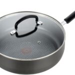 T-Fal Ultimate Hard Anodized Non Stick Jumbo Cooker With Lid & Helper Handle 5 Quart, Oven Broiler Safe 400F, Lid Safe 350F, Cookware, Deep Frying Pan, Skillet, Pots and Pans, Dishwasher Safe, Onyx
